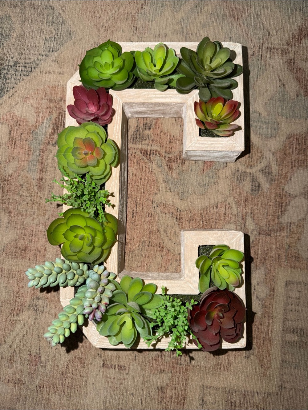 Green Succulent Letter 'C' Wall Accent - Faux Plant Home Décor